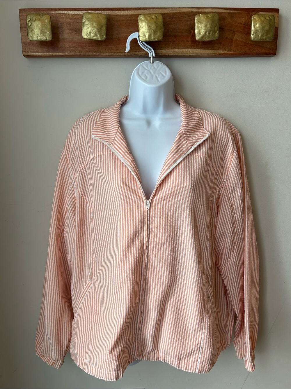 Orvis Peach & White Zippered Jacket - Golf Oversized XL